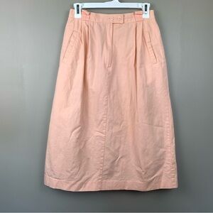 Vintage Jantzen A Line Midi Skirt Size XS Peach Casual Pockets Made in USA